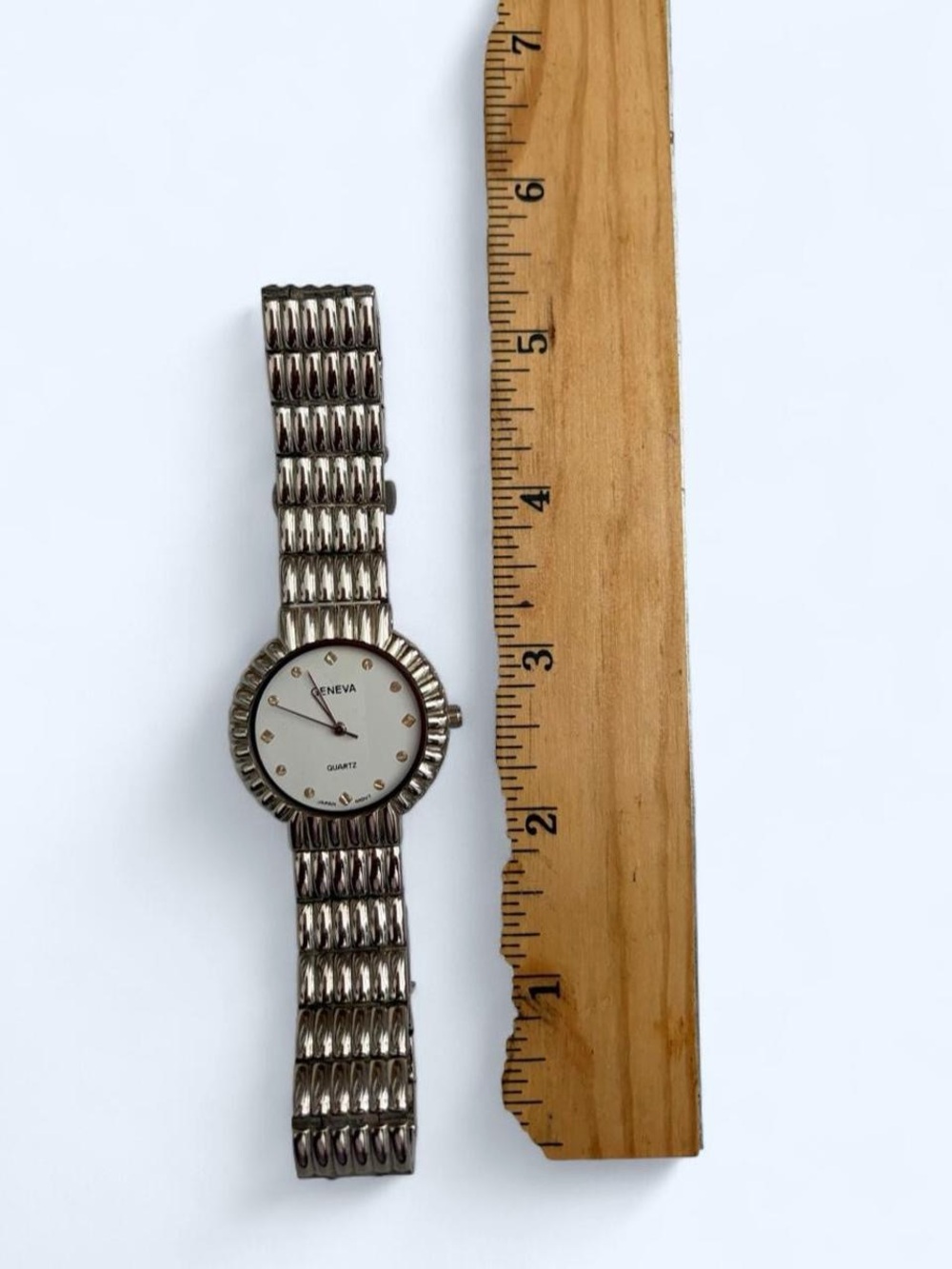 Geneva Silver Bracelet Watch with White Dial
